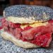 Salt beef bagel with mustard